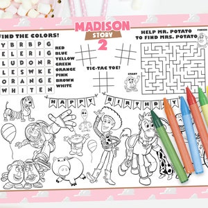 Toy Story Girl Activity Placemat, Toy Story Girl Placemat, Toy Story Girl Coloring Sheet, DIGITAL FILE ONLY 0033