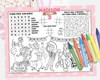 Toy Story Girl Activity Placemat, Toy Story Girl Placemat, Toy Story Girl Coloring Sheet, DIGITAL FILE ONLY 0033