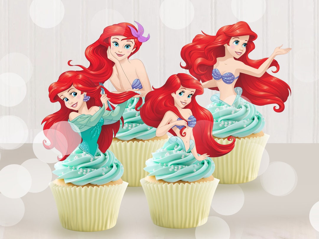 Little Mermaid Ariel Cupcake Topper, Little Mermaid Ariel Printable ...