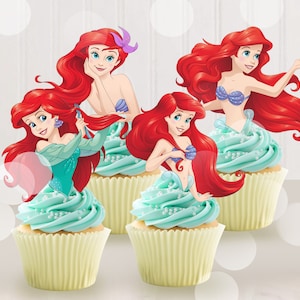 Little Mermaid Ariel Cupcake Topper, Little Mermaid Ariel Printable Cupcake Topper, Little Mermaid Ariel, INSTANT DOWNLOAD 0027 image 1