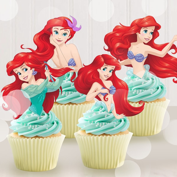 Little Mermaid Ariel Cupcake Topper, Little Mermaid Ariel Printable Cupcake Topper, Little Mermaid Ariel, INSTANT DOWNLOAD 0027
