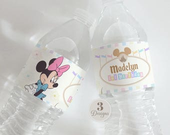 Disneyland Birthday Party Favors, Minnie Bottle Wrapper, Digital Download, 0015