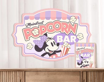 Letrero de palomitas de maíz de Minnie Mouse, decoración para fiesta de cumpleaños (descarga digital) 0015
