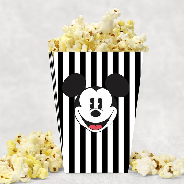 Mickey Mouse Black and White Pop Corn Label, Mouse Pop Corn, Mickey Mouse Black and White Pop Corn Printable, INSTANT DOWNLOAD - 0036