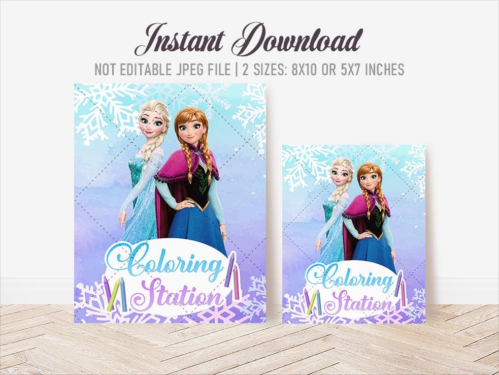 Frozen Coloring Station Party Sign, Printable (digital Download) 0013 ...