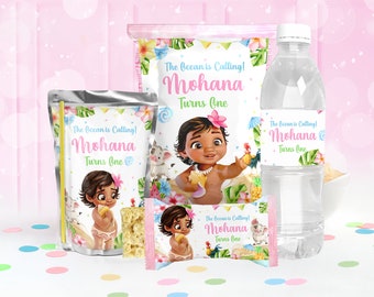 Kids Party Favors Template,  Kids Chip Bag label, Kids Pink Bottle Wrapper, 0012