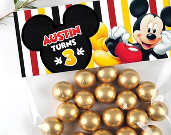 Mickey Birthday Party Favors, Mouse Candy Bag Topper, Digital Download, 0002