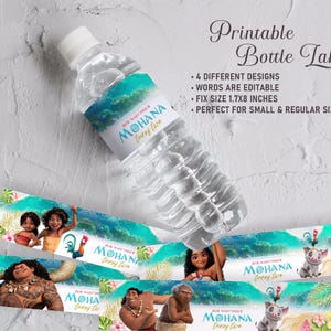 Moana 2 Water Bottle Label, Printable Wrapper (Digital File) 0047 image 2
