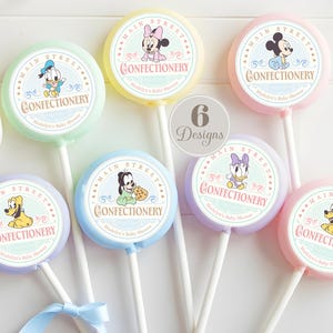 Mickey & Minnie Candy Label, Main Street Confectionery, Mickey Lollipop, Dinseyland Lollipop, babyland lollipop, babyland, 0044
