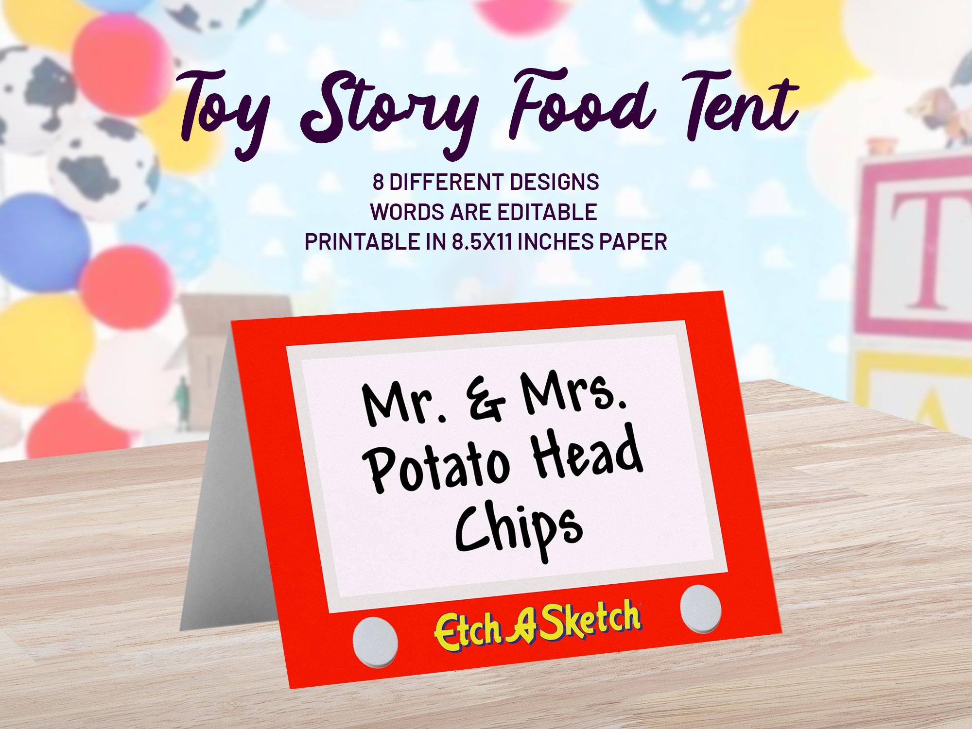 Toy Story Etch a Sketch Food Tent Label, Toy Story Food Tent Label ...