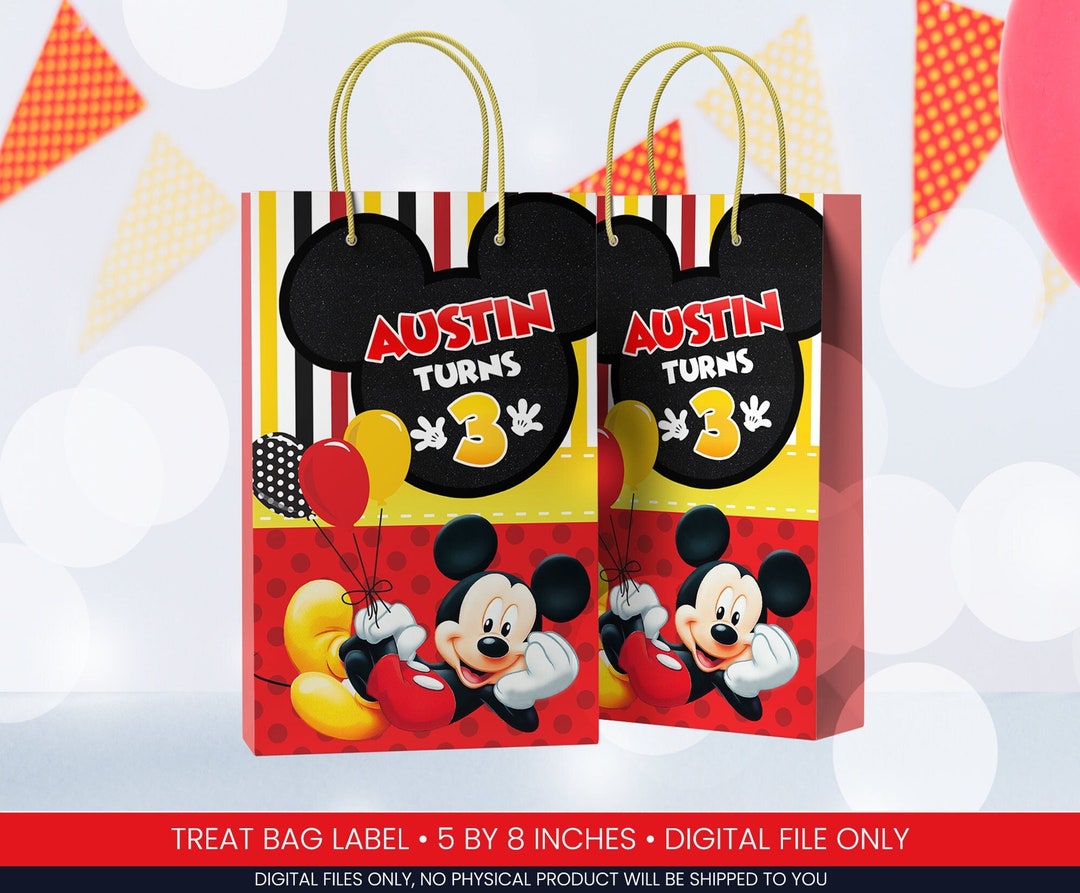 Mickey Mouse Treat Bag Label Mickey Mouse Paper Bag Label - Etsy