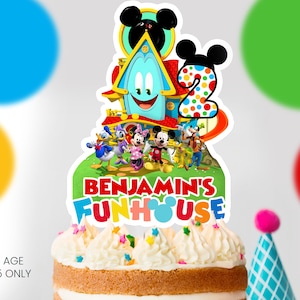Mouse Funhouse cake topper, Mouse Fun house Birthday Cake Topper Mouse Funhouse toppers, Mouse Funhouse birthday, DIGITAL FILE ONLY 0029