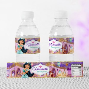 Princess Jasmine Bottle Wrapper, Princess Jasmine Bottle Wrapper Printable, Princess Jasmine, DIGITAL FILE ONLY 0021