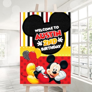 Letrero de bienvenida de Mickey Mouse, tablero de bienvenida de Mickey Mouse, pancarta de bienvenida de Mickey Mouse, ARCHIVO DIGITAL SOLAMENTE 0002
