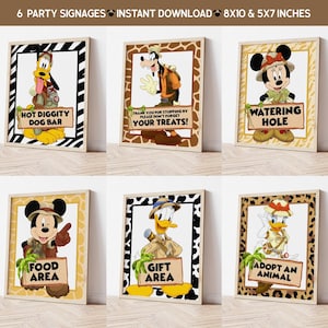 Mickey Safari Party Signage, Food Area, Gift Station, Watering Hole, 0030