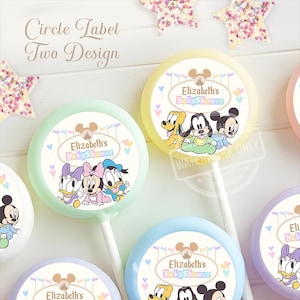Babyland Circle Label, Babyland Lollipop Label, babyland Candy Label, Mickey Lollipop, Dinseyland Lollipop, DIGITAL FILE 0044