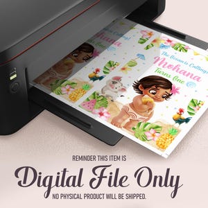 Baby Moana party treat bag label, Printable file only, 0012 image 3