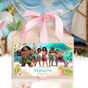 Étiquette pour boîte à pignons Moana 2, Étiquette pour boîte à gâteries Moana 2, Cadeaux pour fête boîte à gâteries Moana 2, Moana 2, 0047