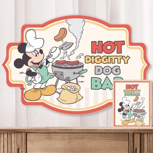 Happiest Birthday hot diggity dog bar, Magical Party signage, Theme Park signage, Mickey party signage, 0015