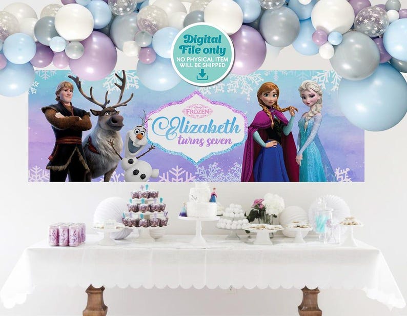 アナと雪の女王の背景幕、アナと雪の女王のバナー、アナと雪の女王の印刷用背景幕、デジタルファイルのみ 0013 画像 1