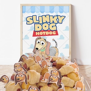 Toy Story hot dog sign, Toy story slinky dog hot dog sign, Toy story party sign, Toy story food sign, INSTANT DOWNLOAD 0009