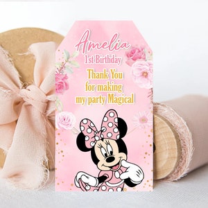 Minnie Mouse Pink thank you tags, Minnie Mouse Pink Giveaway Labels, Minnie Mouse Pink, DIGITAL FILE ONLY 0022