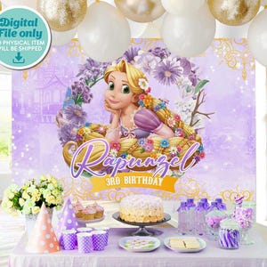 Tangled Rapunzel Party Banner, Birthday Backdrop, Printable file only, 0034