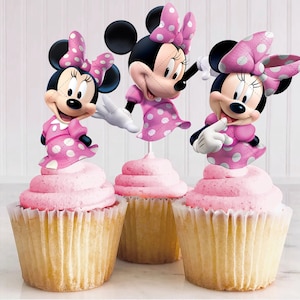 Adorno para cupcakes de Minnie Mouse rosa, adorno para cupcakes imprimible de Minnie Mouse rosa, etiqueta para obsequios de Minnie Mouse rosa, DESCARGA INSTANTÁNEA 0038