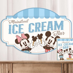 Disneyland Party Signage, Mainstreet, Mickey Birthday Ice Cream Sign, Digital Download, 0037