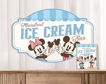 Disneyland Party Signage, Mainstreet, Mickey Birthday Ice Cream Sign, Digital Download, 0037