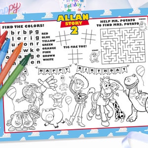 Toy Story Activity Placemat, Toy Story Placemat, Toy Story Coloring Sheet, DIGITAL FILE ONLY 0016
