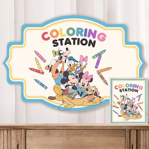 Happiest Birthday Signage, Magical Party Sign, Theme Park Signage, Mickey Party Signage, Coloring Station signage, 0037