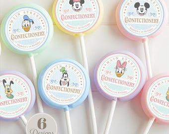 Mickey Mouse Lollipop Label, Main Street Confectionery (Digital File) 0015