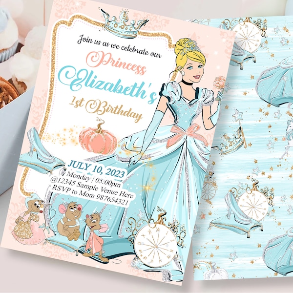 Cinderella Invitation, Cinderella E Invites, Cinderella Invitation Template, Cinderella Pastel Invitation 0020