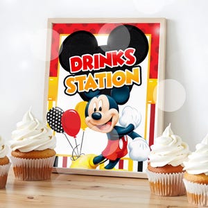 Mickey Drink Station Signage, Mickey Juice Area Party Signage, Mickey Signage, Mickey Birthday Sign, INSTANT DOWNLOAD 0002
