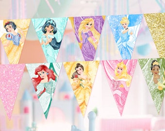 Princess Banderitas, Princess Garland Printable, Princess Bunting, INSTANT DOWNLOAD 0024