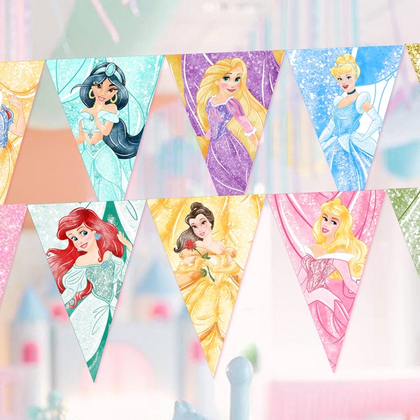 Princess Banderitas, Princess Garland Printable, Princess Bunting, INSTANT DOWNLOAD 0024