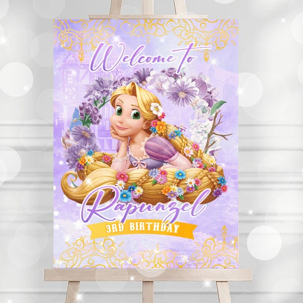 Tangled Rapunzel Welcome Sign, Tangled Rapunzel Welcome Board, Tangled Rapunzel Welcome Banner, DIGITAL FILE ONLY 0034