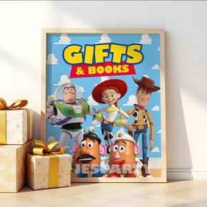 It&#39;s a boy story gifts and books party sign, It&#39;s a boy story, Toy Story party sign, Toy Story party signage Printable, INSTANTDOWNLOAD 0040