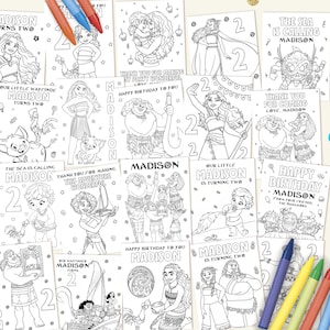 May include: A set of 12 printable coloring pages featuring Moana and Maui characters. The pages include various scenes from the movie, such as Moana sailing on the ocean, Maui fishing, and Moana and Maui together. The pages are black and white and ready to be colored.