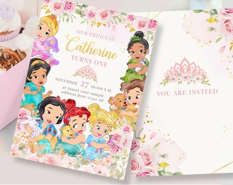 Baby Princess First Birthday Invitation, Royal Rose Girl Celebration Invite, Princess E Invite, Instant Download DIGITAL FILE ONLY 0010