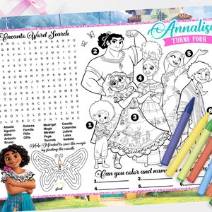 Encanto Activity Placemat, Encanto Placemat, Encanto Coloring Sheet, DIGITAL FILE ONLY 0026