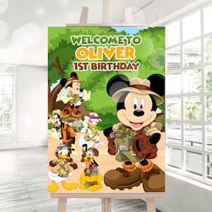 Letrero de bienvenida de Mouse Safari, tablero de bienvenida de Mouse Safari, pancarta de bienvenida de Mouse Safari, ARCHIVO DIGITAL SOLAMENTE 0030