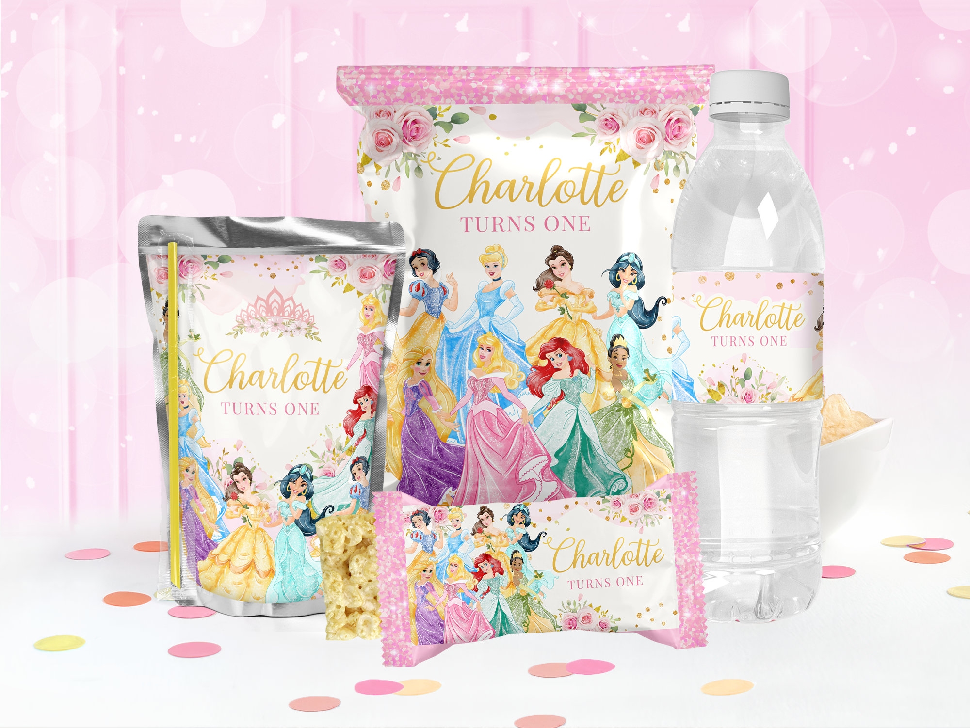 Prinzessin Gastgeschenke Vorlage, Prinzessin Leckereien Vorlage, Prinzessin Chip Beutel Etikett, Prinzessin Flaschenverpackung, Prinzessin Capri Sonne, 0024