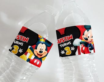 Mickey Birthday Party Favors Bottle Wrapper, Digital Download, 0002