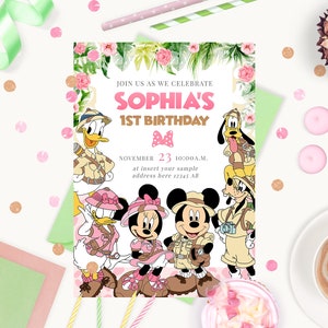 Faire-part rose safari souris, invitations E rose safari souris, modèle d'invitation rose safari souris, modèle d'invitation rose safari souris 0023