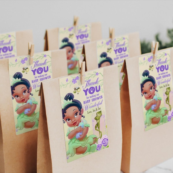 Etichette di ringraziamento per la piccola Tiana, etichette omaggio per la principessa Tiana, principessa Tiana, SOLO FILE DIGITALE 0041