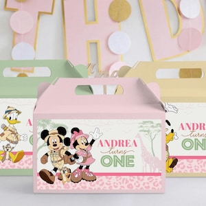 Minnie Pink Safari Gable Box Label, Maus Safari Gastgeschenke, nur digitale Datei, 0023