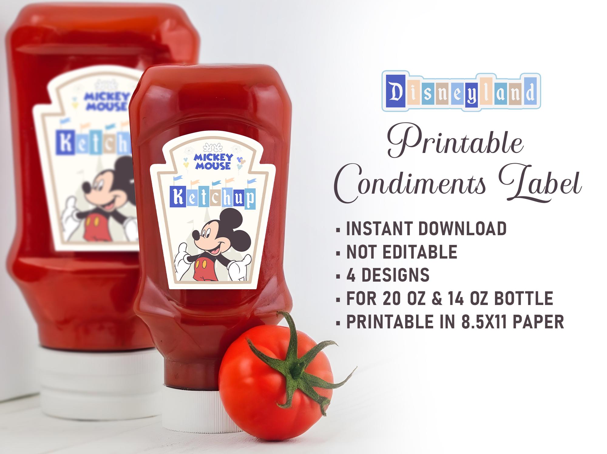 Condiments Label Baking Disneyland Birthday Condiments Label, Mickey Birthday Party, Digital ...