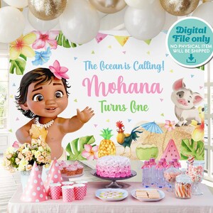 Baby Moana Party Banner, nur bedruckbarer Hintergrund, 0012 Bild 1